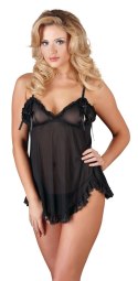 Cottelli Lingerie Koszulka nocna siateczkowa z kokardkami + stringi M czarna Cottelli