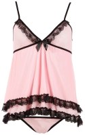 Cottelli Lingerie koszulka nocna M rożowa z koronką i stringami Cottelli