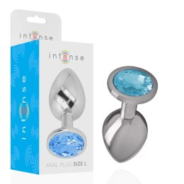 Intense Korek Metalowy L z Niebieskim Kryształem, Rozmiar L, 9 cm INTENSE
