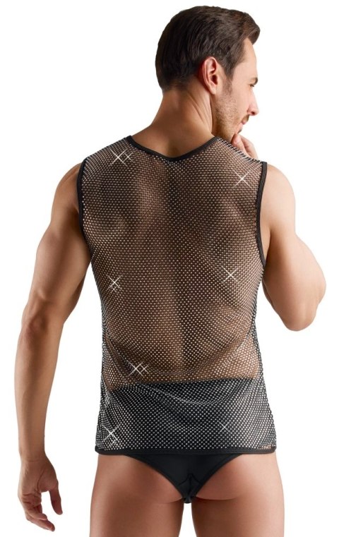 Svenjoyment Net Shirt S Czarna Koszulka Bez Rękawow z Ozdobnymi Kryształkami Svenjoyment