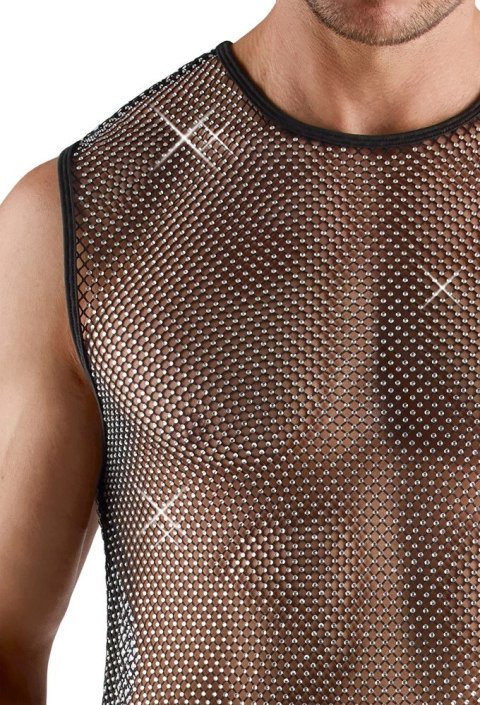 Svenjoyment Net Shirt S Czarna Koszulka Bez Rękawow z Ozdobnymi Kryształkami Svenjoyment