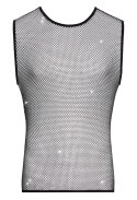 Svenjoyment Net Shirt S Czarna Koszulka Bez Rękawow z Ozdobnymi Kryształkami Svenjoyment