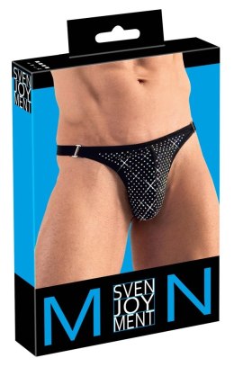 Svenjoyment Stringi Męskie Czarne z Opalizującymi Kamieniami M Svenjoyment