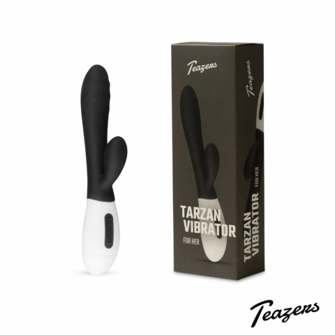 Teazers Rabbit Vibrator Black - silikonowy model dwufunkcyjny USB 30 trybow