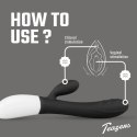 Teazers Rabbit Vibrator Black - silikonowy model dwufunkcyjny USB 30 trybow