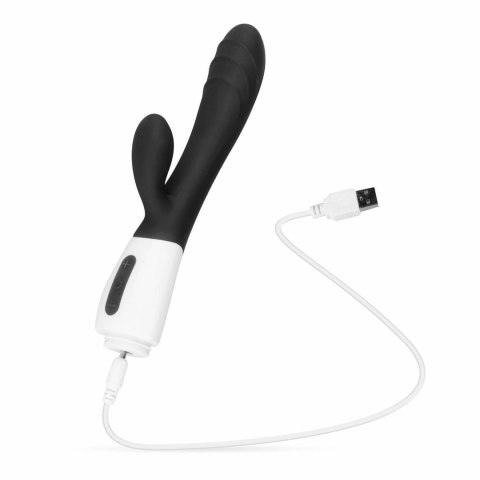Teazers Rabbit Vibrator Black - silikonowy model dwufunkcyjny USB 30 trybow