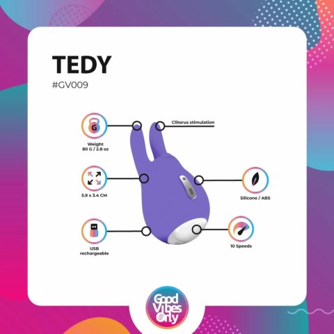 Vibe Therapy Tedy Mini Wibrujący Aparat Intymny USB, Wodoodporny, Rożowy