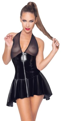 Black Level Sukienka Lśniąca Czarna z Siateczką Dekolt Halter L Black Level