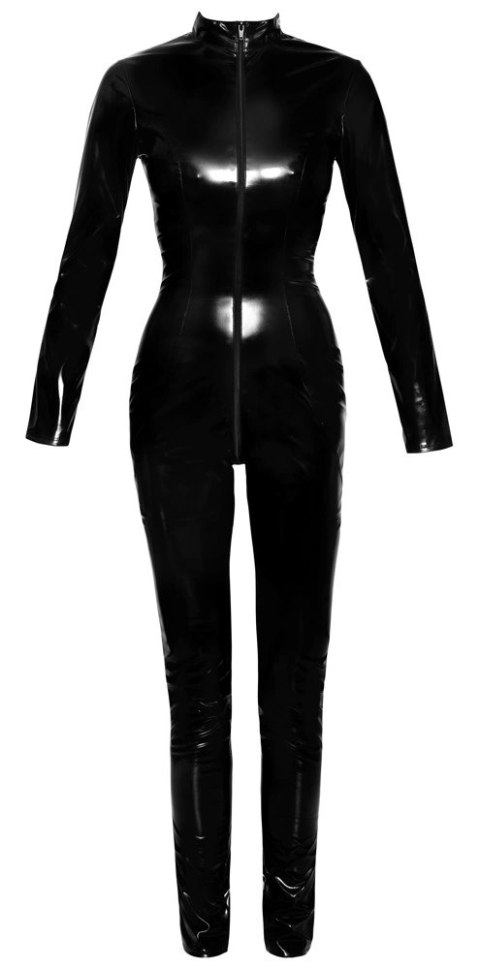 Black Level kombinezon damski czarny połysk M długi rękaw zip Black Level