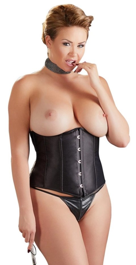 Cottelli Curves Gorset bez biustu na haftki czarny XL Cottelli