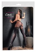 Cottelli LEGWEAR rajstopy czarne z wzorem nad kolano Oeko-Tex 40/20 den Cottelli
