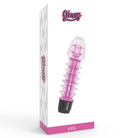 Glossy Axel Pink - wibrator anatomiczny z TPE, 14 cm, wodoodporny GLOSSY