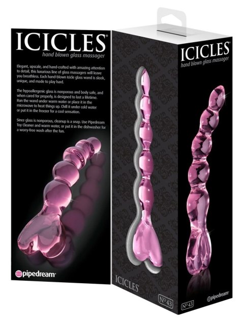 Icicles Model 24 szklany masażer kulkowy z sercem 20 cm Icicles