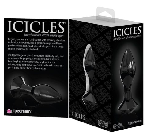 Icicles Szklany stożkowy korek z ozdobnym kryształem 9 cm czarny Icicles