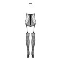 Obsessive F240 Bodystocking czarne S/M/L botaniczny wzor siateczka Obsessive