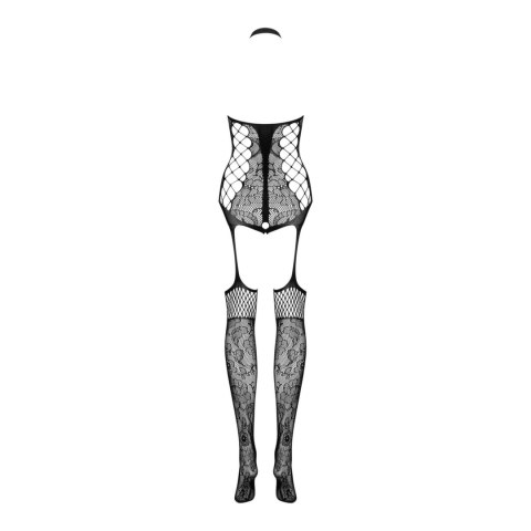 Obsessive F240 Bodystocking czarne S/M/L botaniczny wzor siateczka Obsessive