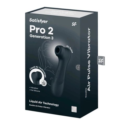 Satisfyer Pro 2 Generation 3 czarny - system Air Pulse, aplikacja, wymienne końcowki Satisfyer