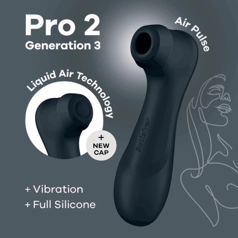 Satisfyer Pro 2 Generation 3 czarny - system Air Pulse, aplikacja, wymienne końcowki Satisfyer