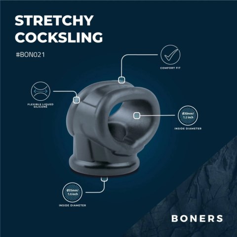 Boners Liquid Silicone 2w1 Pierścień Anatomiczny Czarny Duo Stretch