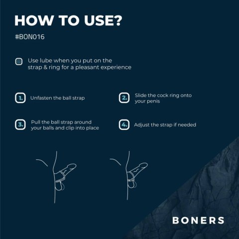 Boners Opaska Intymna L z Regulacją, Silikon, Elastyczna, Czarna