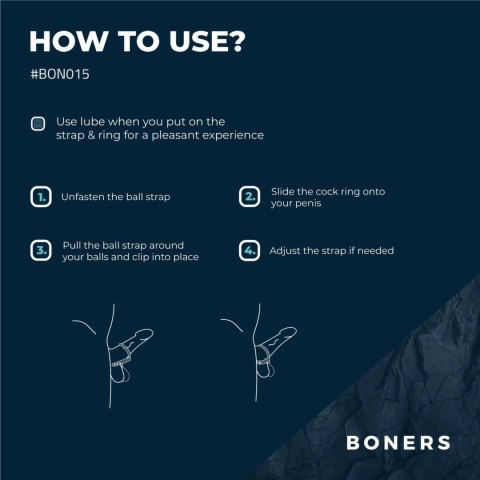 Boners Pasek Regulowany na Intymne Partie S/M, Silikonowy, Szary