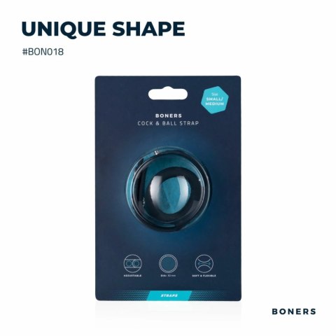 Boners T-shape - silikonowy pierścień anatomiczny z regulacją, czarny