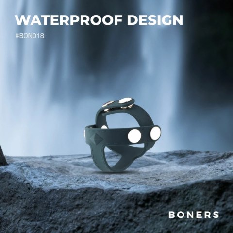 Boners T-shape - silikonowy pierścień anatomiczny z regulacją, czarny