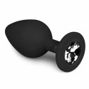 EasyToys Diamond Plug Medium Czarny z Kryształem, Silikonowy