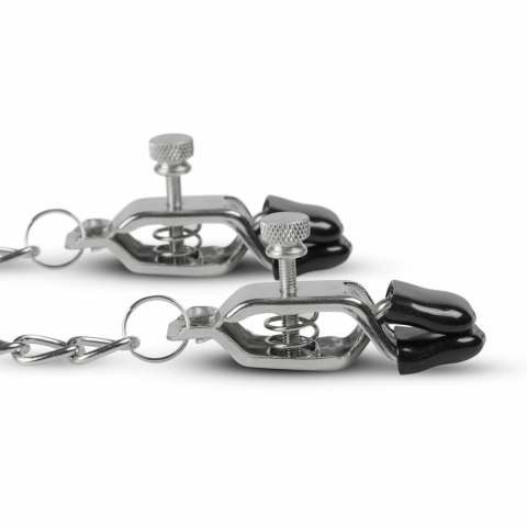 EasyToys Metalowe Zaciski z Łańcuszkiem - Regulowane, Szerokie Końcowki