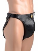 Master Series Skorzany Pas Intymny z Kolcami i Regulacją, Czarny