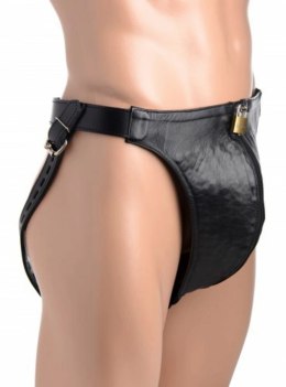 Master Series Skorzany Pas Intymny z Kolcami i Regulacją, Czarny
