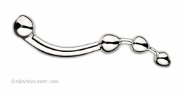 Njoy Fun Wand Silver - stalowy model dwustronny, zakrzywiony, 20 cm