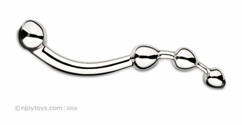Njoy Fun Wand Silver - stalowy model dwustronny, zakrzywiony, 20 cm