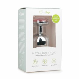 Diogol Metalowy Korek Anatomiczny Silver/Pink L z Kryształem