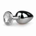 Diogol Metalowy Plug Anatomiczny Silver/Clear S z Kryształem