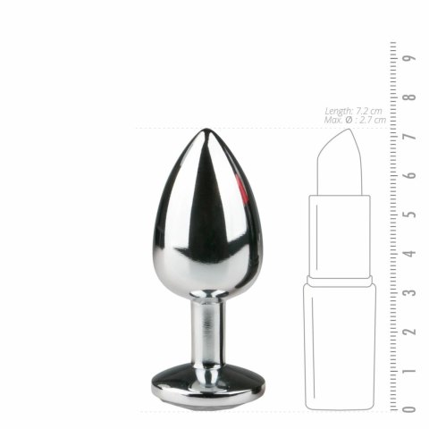 Diogol Metalowy Plug Anatomiczny Silver/Clear S z Kryształem
