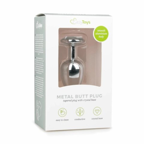 Diogol Metalowy Plug Anatomiczny Silver/Clear S z Kryształem