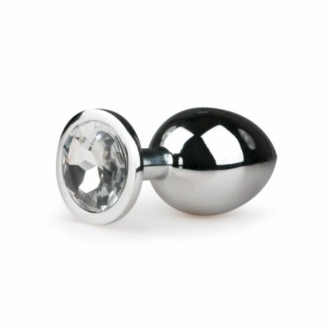 Dream Toys Metalowy korek anatomiczny Silver/Clear M z kryształem