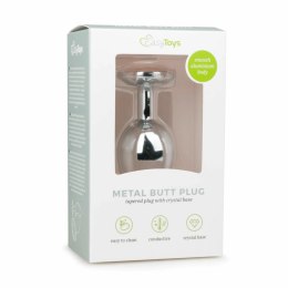 Dream Toys Metalowy korek anatomiczny Silver/Clear M z kryształem