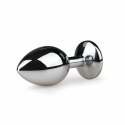 Dream Toys Metalowy korek anatomiczny Silver/Clear M z kryształem