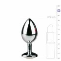 Dream Toys Metalowy korek anatomiczny Silver/Clear M z kryształem