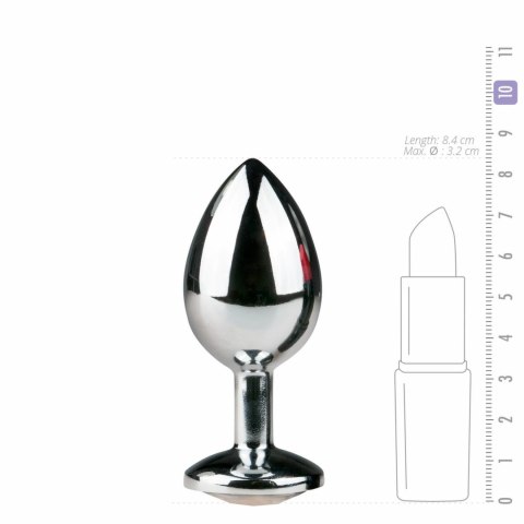 Dream Toys Metalowy korek anatomiczny Silver/Clear M z kryształem