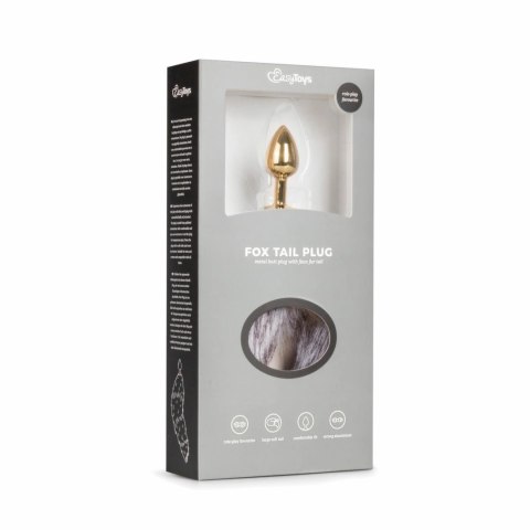 EasyToys Aluminium Plug z Sztucznym Ogonem Lisa Srebrny 40 cm