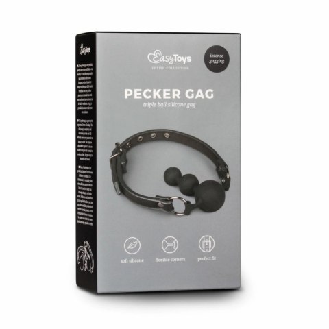 EasyToys Ball Gag silikonowy z regulowanym paskiem czarny