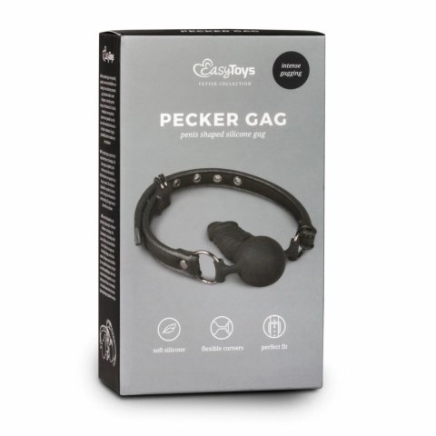 EasyToys Black Ball Gag z silikonowym elementem 60 cm regulowany