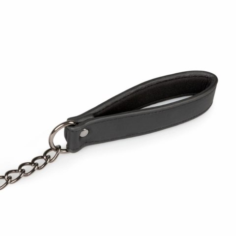 EasyToys Obroża z Smyczą Regulowana Skorzana 40-54 cm Czarna