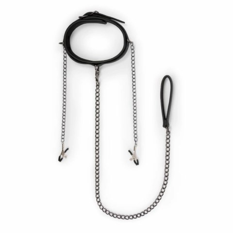 EasyToys Skorzany Kołnierz Regulowany z Łańcuszkami Metalowymi 45 cm