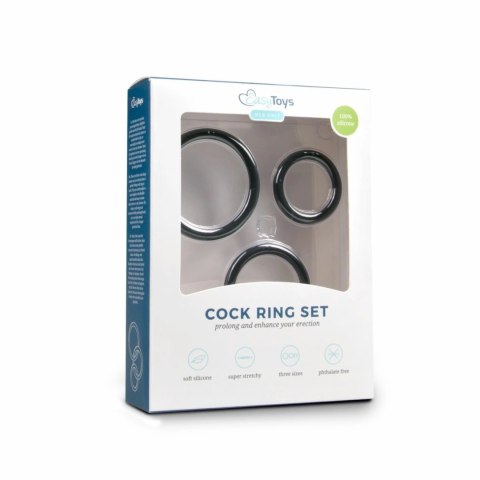 EasyToys Zestaw 3 Okręgow Silikonowych Czarny - Rożne Rozmiary