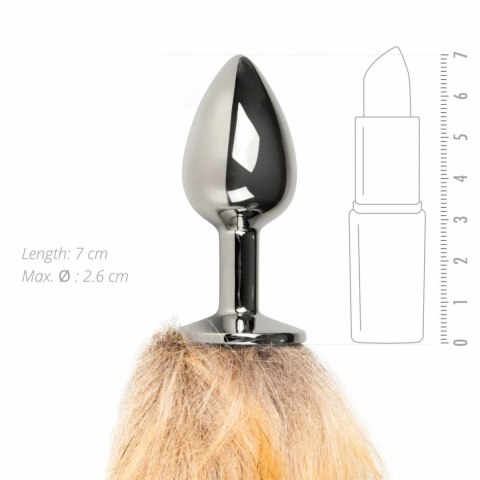 ToyJoy Plug aluminiowy z futrzanym ogonem lisim, srebrny, 38 cm