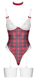 Cottelli Lingerie Body Plaid XL - koronkowy komplet z chokerem, rozmiar XL
